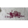 "I love Marzahn" Elastic T Damen in L Weiß mit Aufdruck Bordeaux, JN361