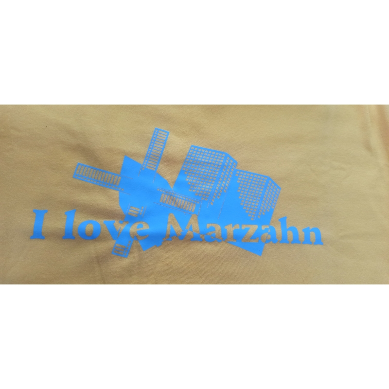 "I love Marzahn" Miss Damen in L Goldgelb mit Aufdruck Neonblau, S11386