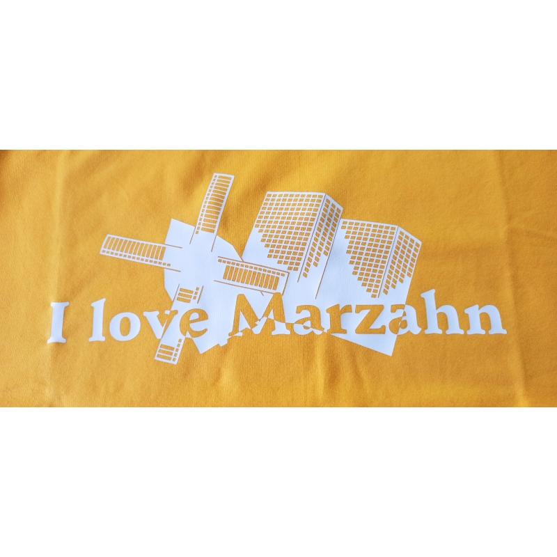 "I love Marzahn" Damen Shirt, Lady Fit, Gelb mit weißem Aufdruck Größe XXL