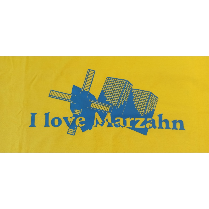 "I love Marzahn" Regent Men in S Lemon mit Aufdruck in Neonblau S11380