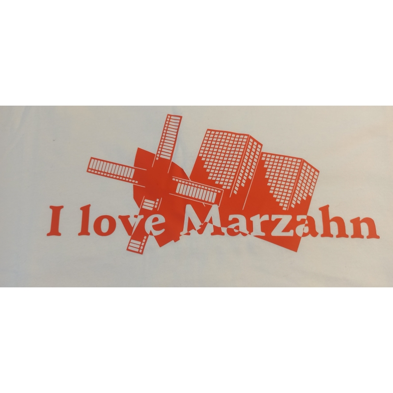 "I love Marzahn" Regent Men in S Weiß mit Aufdruck in Orange S11380