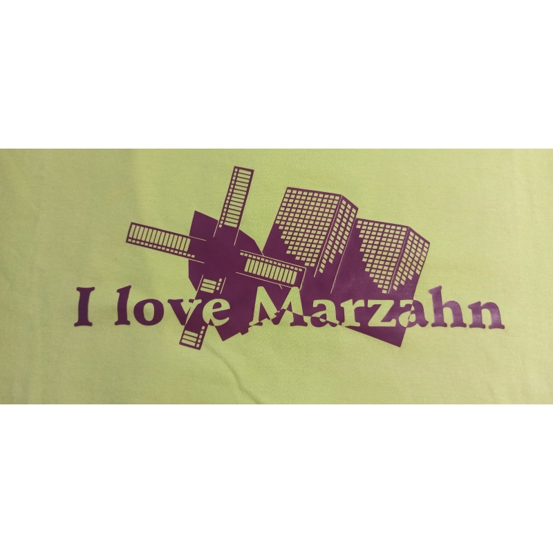 "I love Marzahn" Regent Men in L Apfelgrün mit Aufdruck in Aubergine S11380