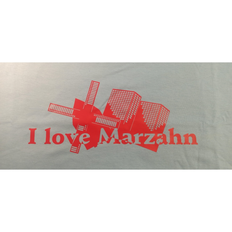 "I love Marzahn" Imperial Men in XL Skyblue mit Aufdruck in Rot S11500