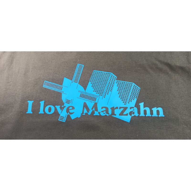 "I love Marzahn" Imperial Men in XL Mouse Grey mit Aufdruck in Neonblau S11500