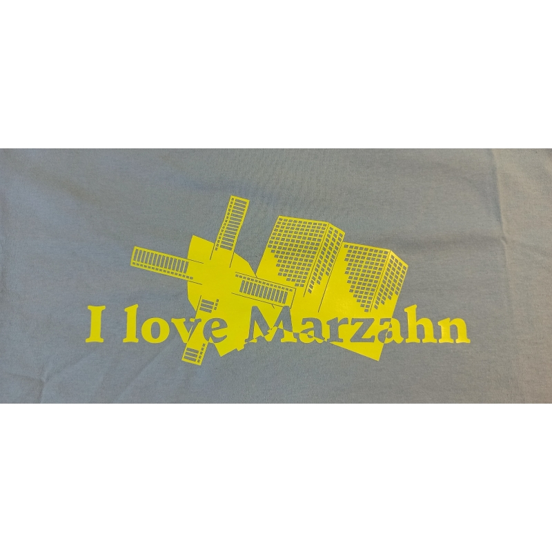 "I love Marzahn" Super Premium Men in L Sky Blue mit Aufdruck in Neongelb F61-044-0