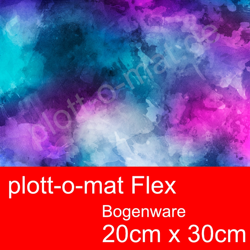 Watercolor Flexfolie Wolkenbruch Blau - Weiß - Pink 20cm...