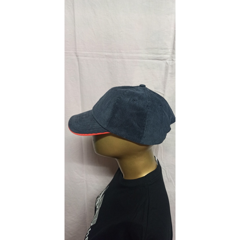 6 Panel Cord-Kappe Navy mit roter Unterseite des Schirmes MB115