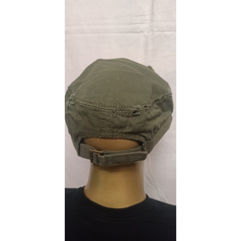 Military Cap Vintage, Risse und Löcher Olive