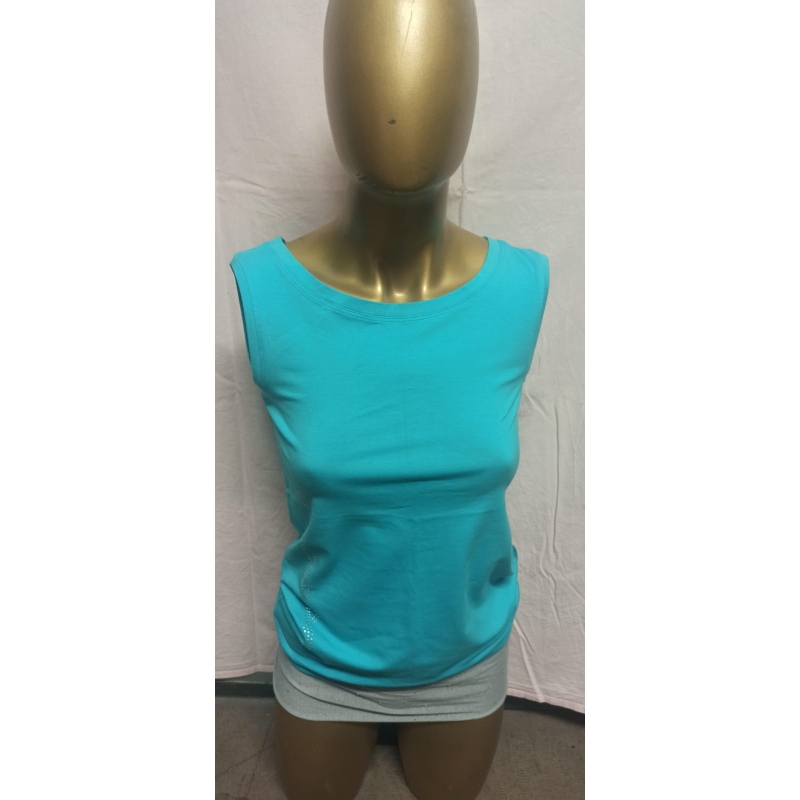 Damen Top Tanktop S, Atollblue mit seitlichem Ornament...