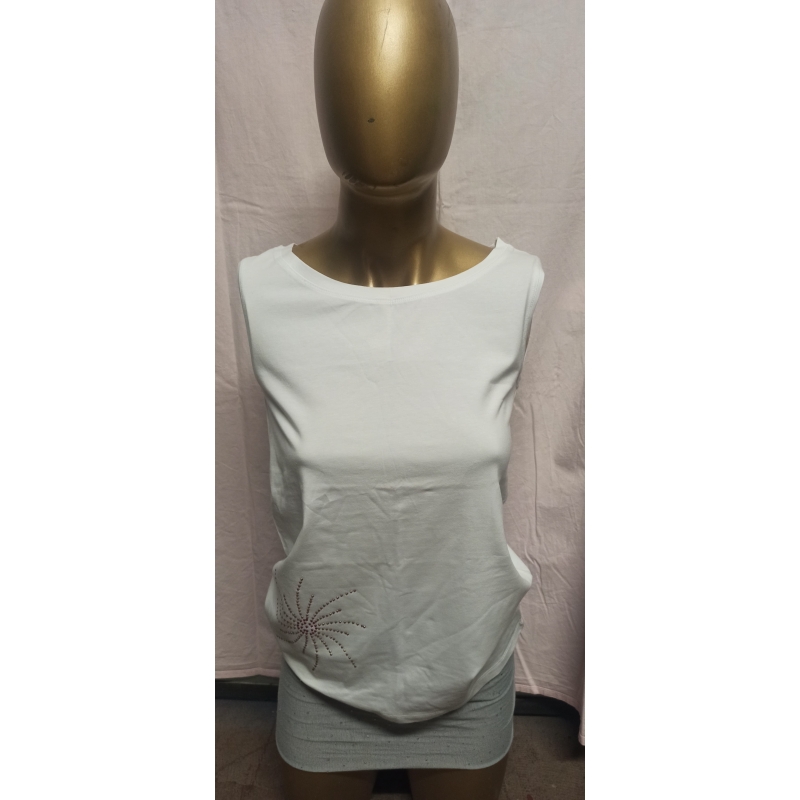 "Wirbel" aus farbigen Glitzersteinen Damen Top, Tanktop, M, Weiß  JN 360