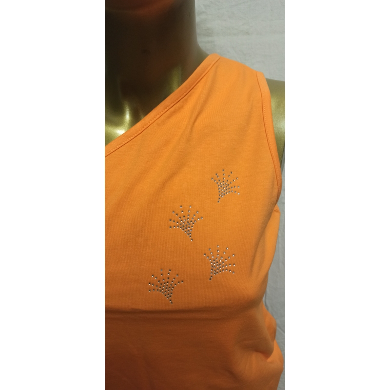 "Ornamente" mit Glitzeraufdruck One-Shoulder-Solid-Tank-Top Orange Größe L