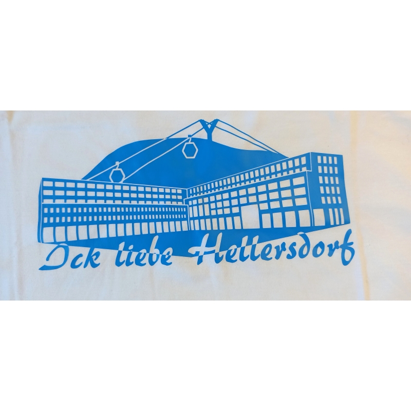 "Ick liebe Hellersdorf" Regent Damen in L Weiß mit Aufdruck Neonblau S01825