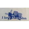 "I love Marzahn" Elastic T Damen in S Weiß mit Aufdruck Royalblau, JN361